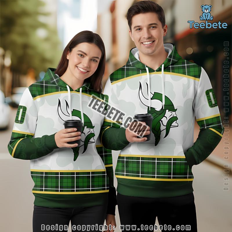 Personalized St Patrick Day Minnesota Vikings 3D Hoodie Printed White Green