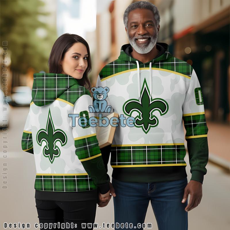 Personalized New Orleans Saints St Patrick Day 3D Hoodie Green White Kids