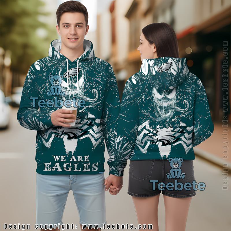 Philadelphia Eagles Halloween Venom 3D Hoodie Green White