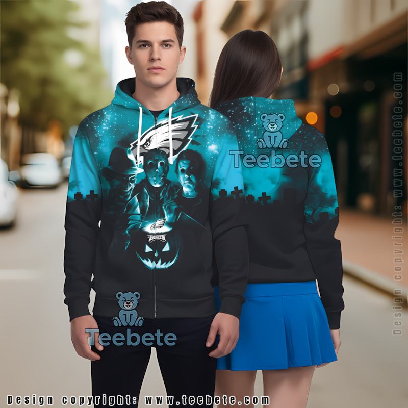 Philadelphia Eagles Jason Voorhees Krueger 3D Hoodie Blue Unisex
