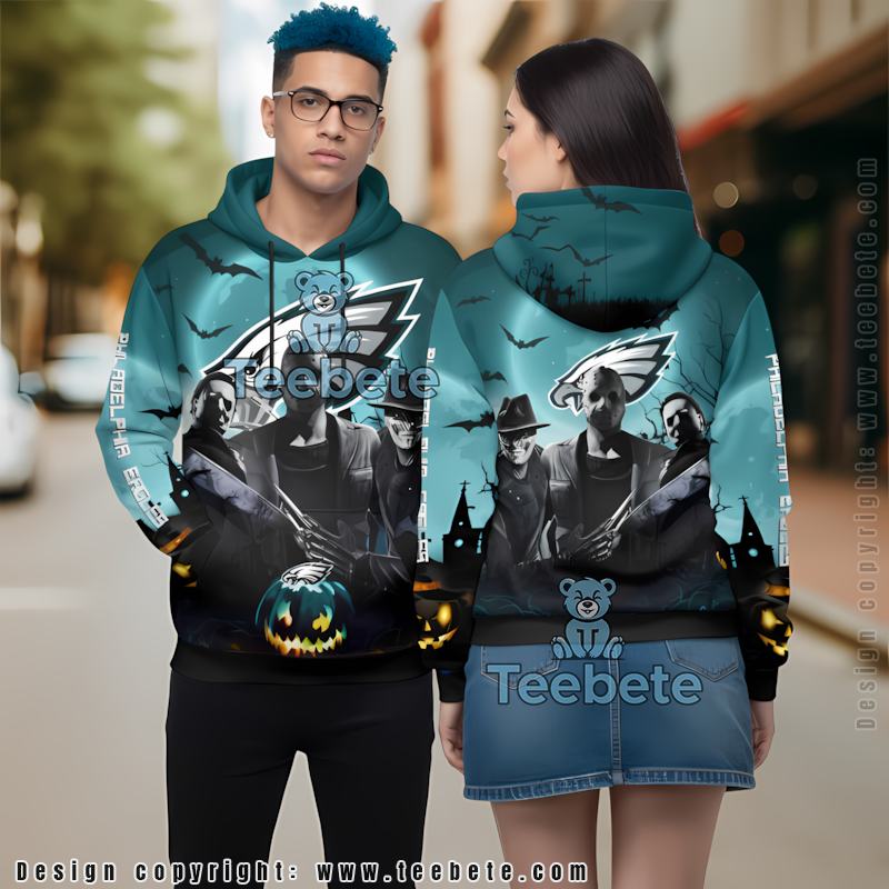 Philadelphia Eagles Jason Voorhees Krueger 3D Hoodie Blue Unisex