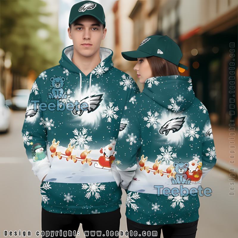 Philadelphia Eagles Santa Grinch Christmas 3D Hoodie Blue Unisex