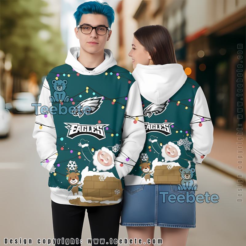Philadelphia Eagles Snowman Christmas 3D Hoodie White Blue