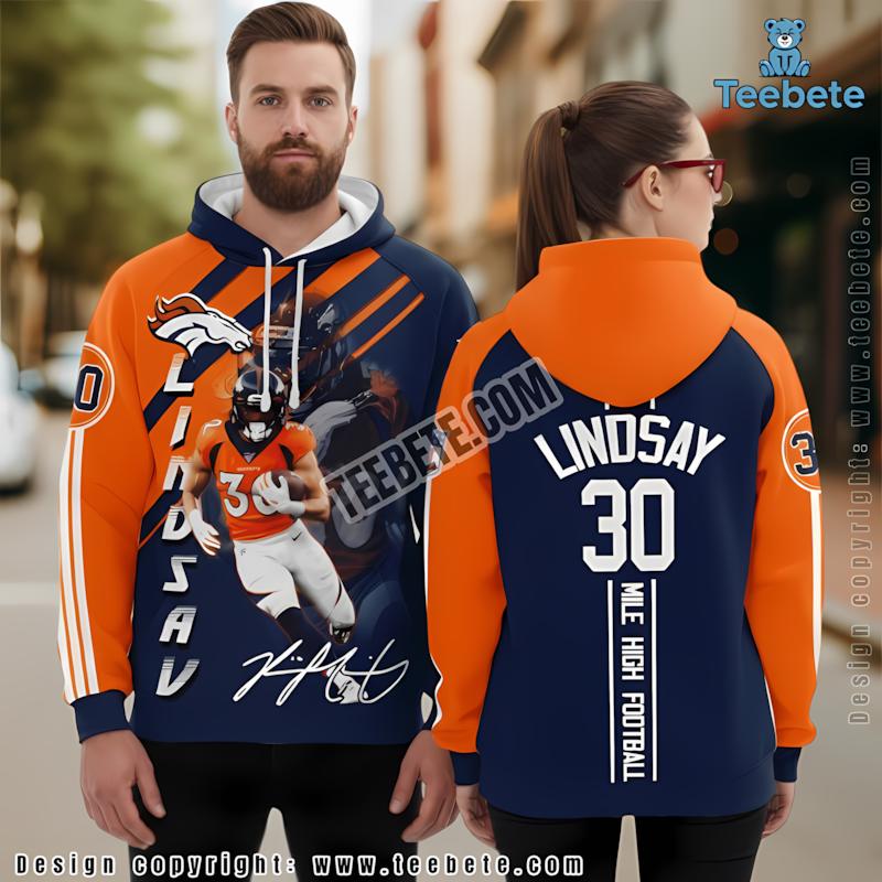 Denver Broncos Phillip Lindsay 3D Hoodie Blue Print