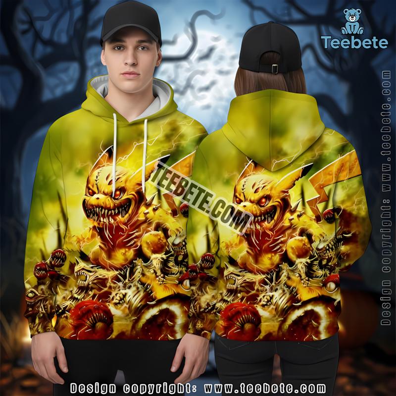 Pikachu Halloween Zombie Yellow 3D Graphic Hoodie
