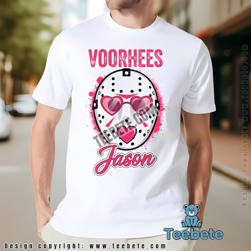 Pink Aesthetic Jason Voorhees Heart Glasses Funny Halloween Shirt