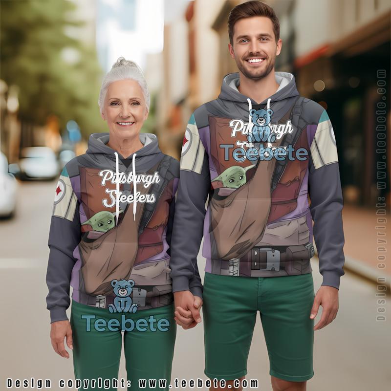 Pittsburgh Steelers Baby Yoda Star Wars 3D Hoodie Black Yellow Boys