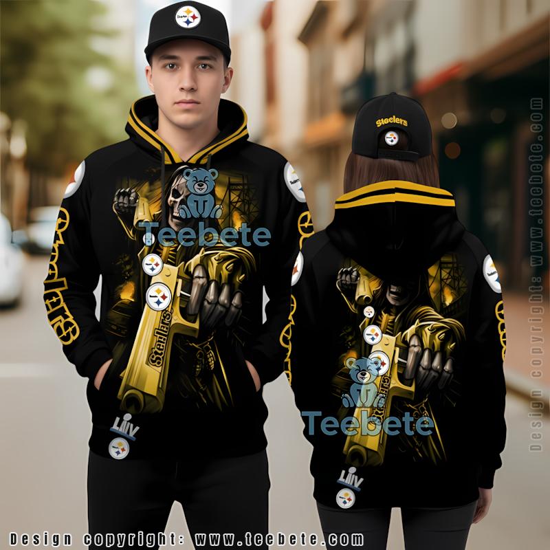 Pittsburgh Steelers Freddy Michael Myers 3D Hoodie Yellow Puff Print