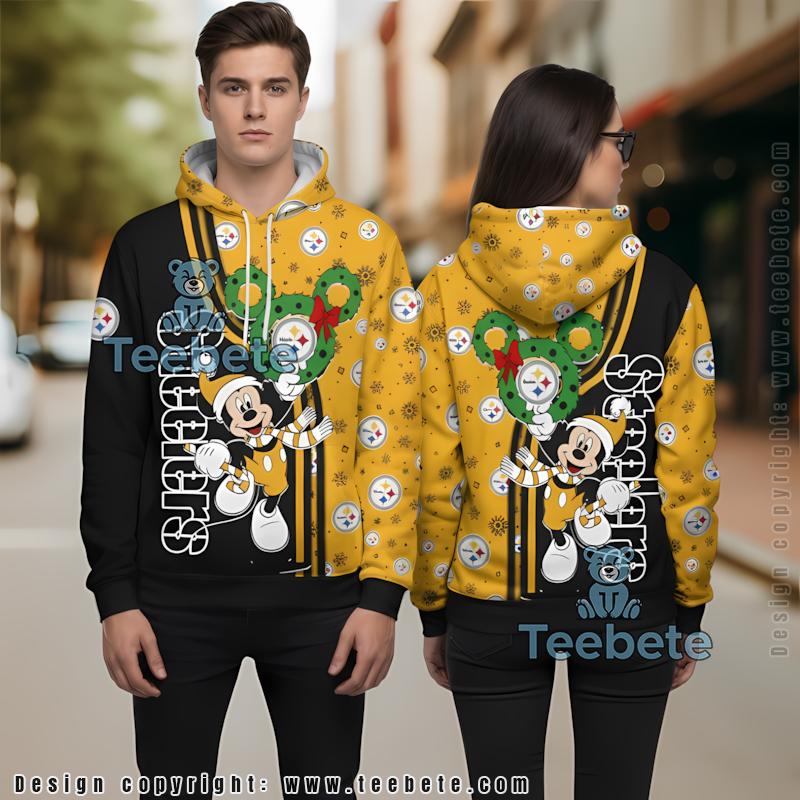Pittsburgh Steelers Mickey Mouse 3D Hoodie Yellow Black Boys