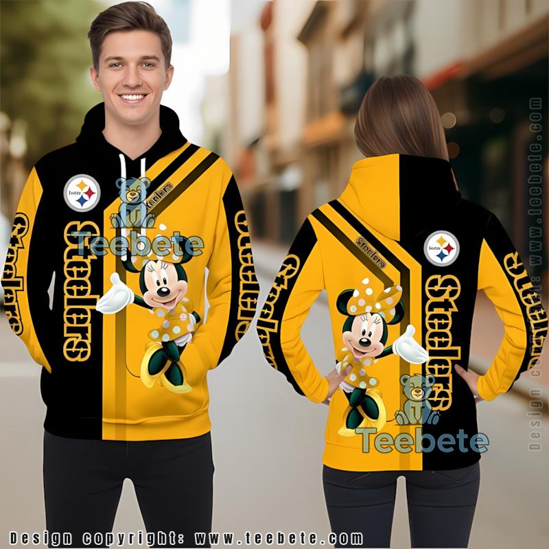 Pittsburgh Steelers Minnie Mouse 3D Hoodie Yellow Black Printed