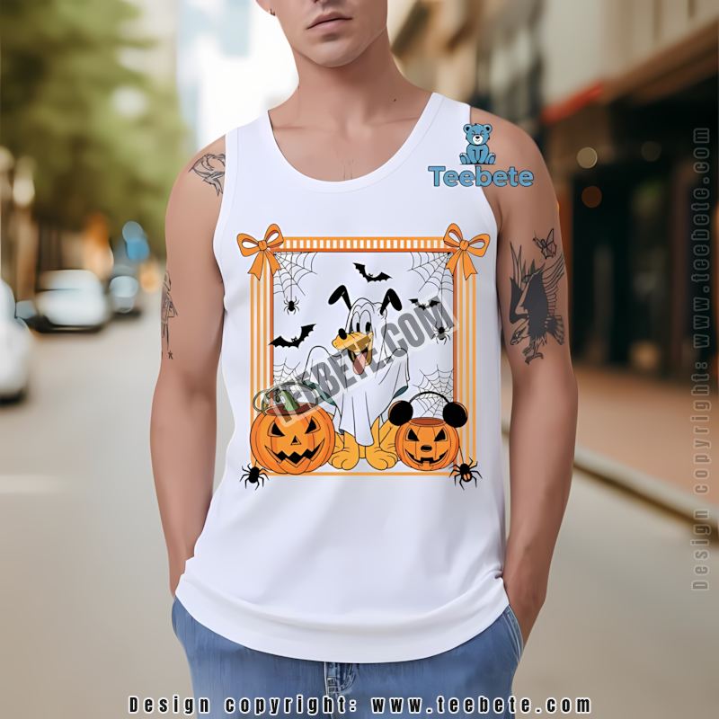 Pluto Disney Ghost Costume Mickey Pumpkin Halloween Tanktop Pluto Disney Ghost Costume Mickey Pumpkin Halloween Tanktop