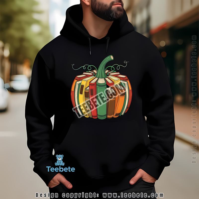 Pumpkin Made Of Books Halloween Retro Reading Library Hoodie Pumpkin Made Of Books Halloween Retro Reading Library Hoodie