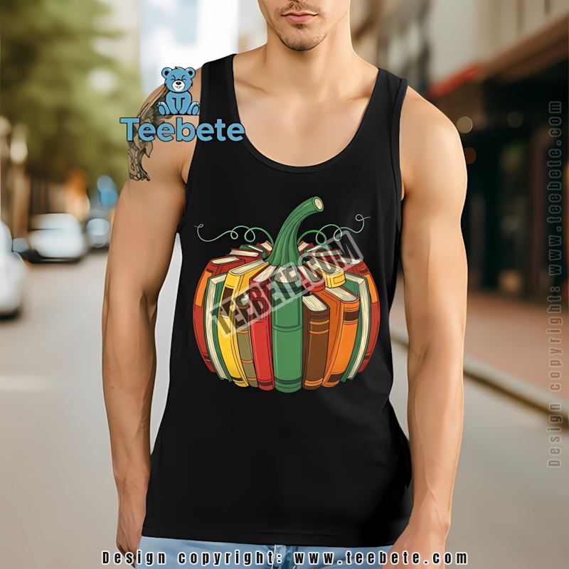 Pumpkin Made Of Books Halloween Retro Reading Library Tanktop Pumpkin Made Of Books Halloween Retro Reading Library Tanktop