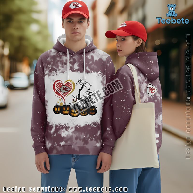 Kansas City Chiefs Pumpkins Halloween 3D Hoodie Purple White Print