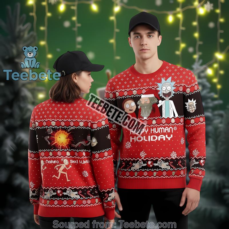 Rick And Morty Aw Geez Morty Ugly Christmas Sweater Black Cheap Rick And Morty Aw Geez Morty Ugly Christmas Sweater Black Cheap