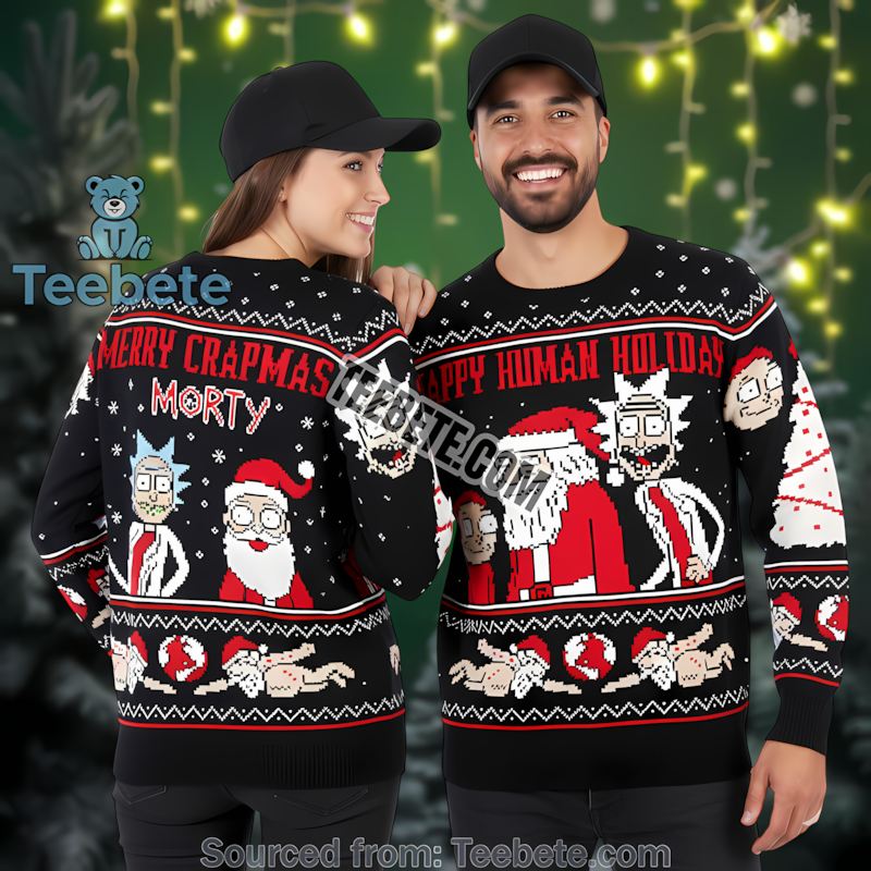 Rick And Morty Merry Wubba Lubba Dub Dub Ugly Christmas Sweater Blue Mens Rick And Morty Merry Wubba Lubba Dub Dub Ugly Christmas Sweater Blue Mens
