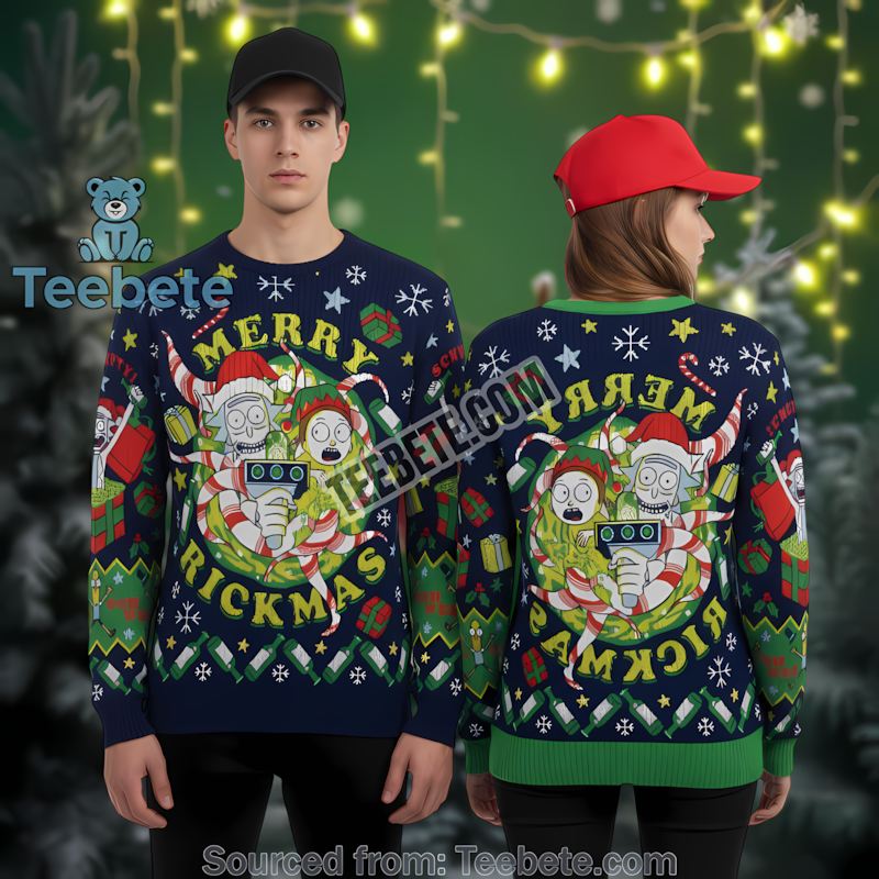Rick And Morty Minnesota Wild Ugly Christmas Sweater Green Cheap