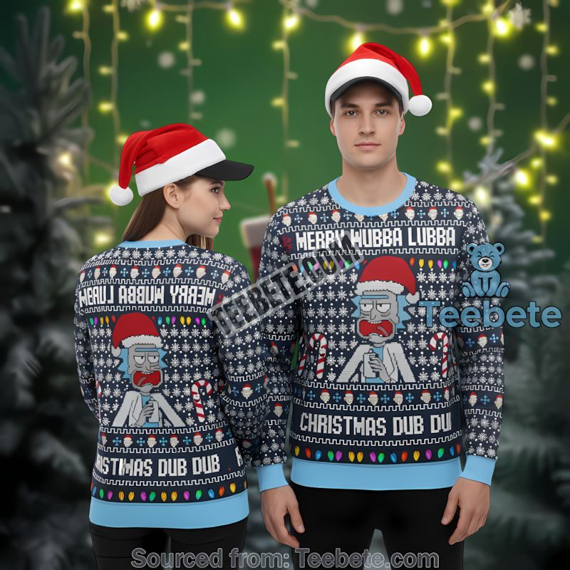 Rick And Morty Merry Rickmas Ugly Christmas Sweater Green Blue Cheap Rick And Morty Merry Rickmas Ugly Christmas Sweater Green Blue Cheap