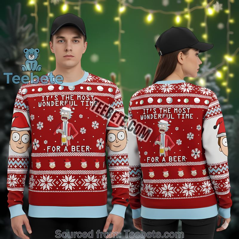 Rick And Morty Pickle Rick Ugly Xmas Sweater Green Black Mens