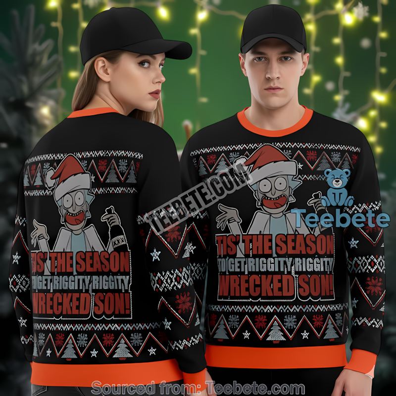 Rick And Morty Tis The Season Ugly Xmas Sweater Black Womens