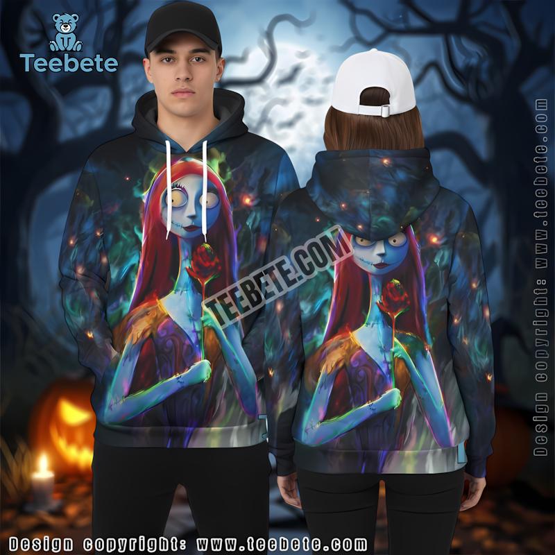 Halloween Sally Holding Rose Blue 3D Cool Hoodie