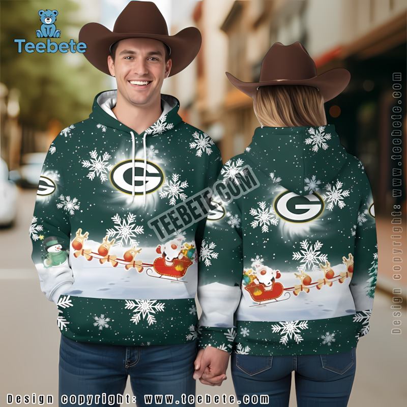 Green Bay Packers Santa Christmas 3D Hoodie Yellow Green Printed