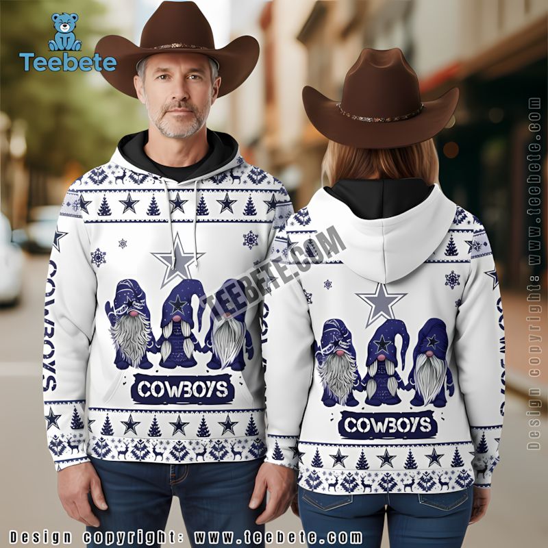 Dallas Cowboys Santa Grogu Star Wars 3D Hoodie Girls Blue White