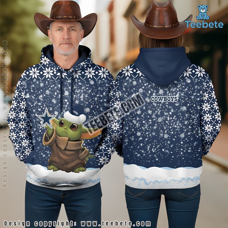 Dallas Cowboys Santa Mickey Mouse Jack Skellington Christmas 3D Hoodie Unisex Blue