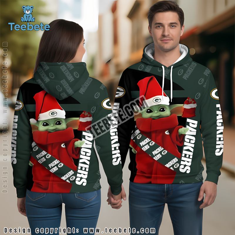 Green Bay Packers Santa Grogu Star Wars 3D Hoodie Red Green Womens