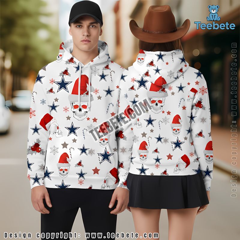 Dallas Cowboys Santa Mickey Mouse Jack Skellington Christmas 3D Hoodie Unisex Blue