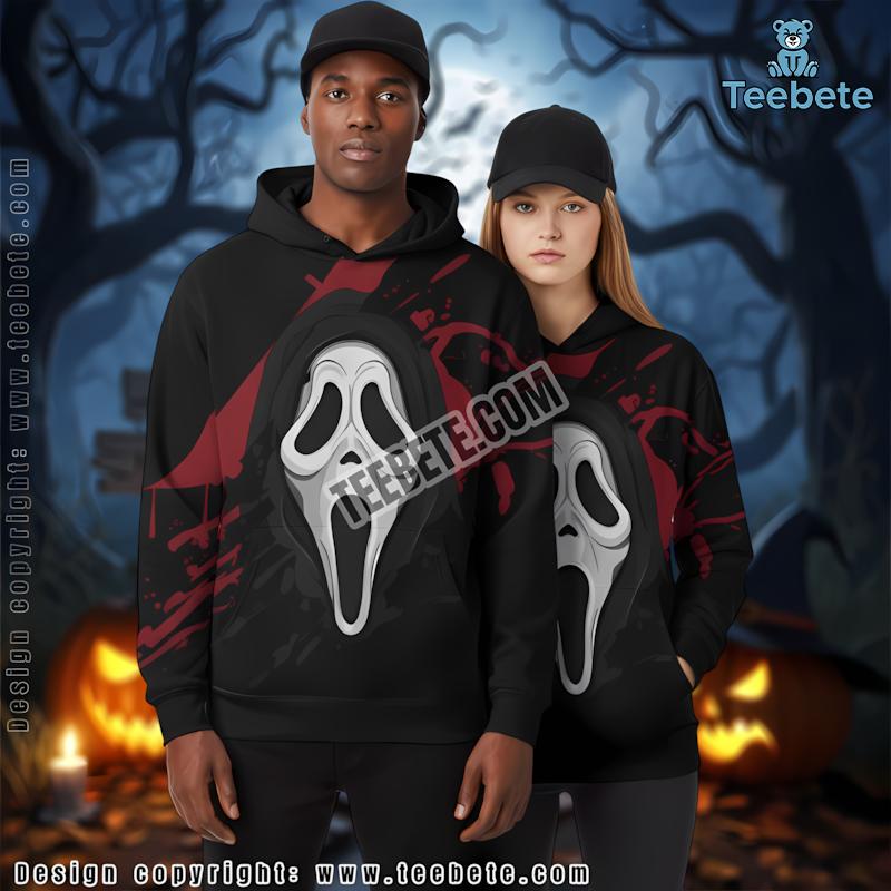 Ghostface Scream Scary Black 3D Halloween Hoodie For Men