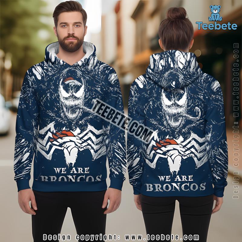 Denver Broncos Scary Venom 3D Hoodie Blue Full Print