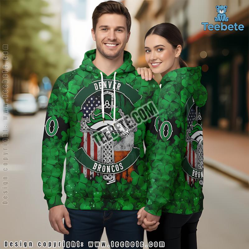 Denver Broncos Shamrock Patrick Day 3D Hoodie Green Art
