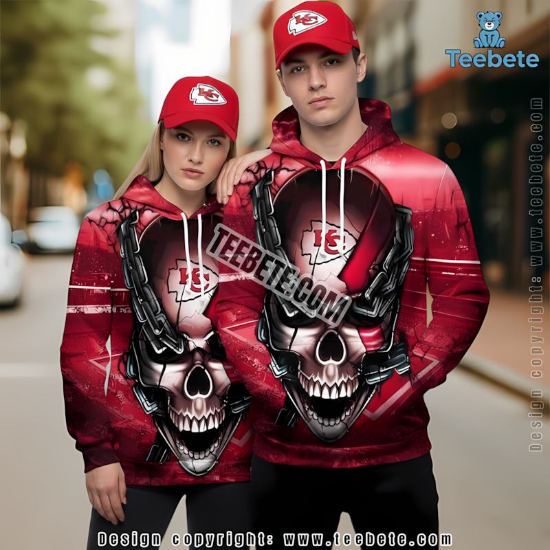 Kansas City Chiefs Skull Chain 3D Hoodie Red Black Print