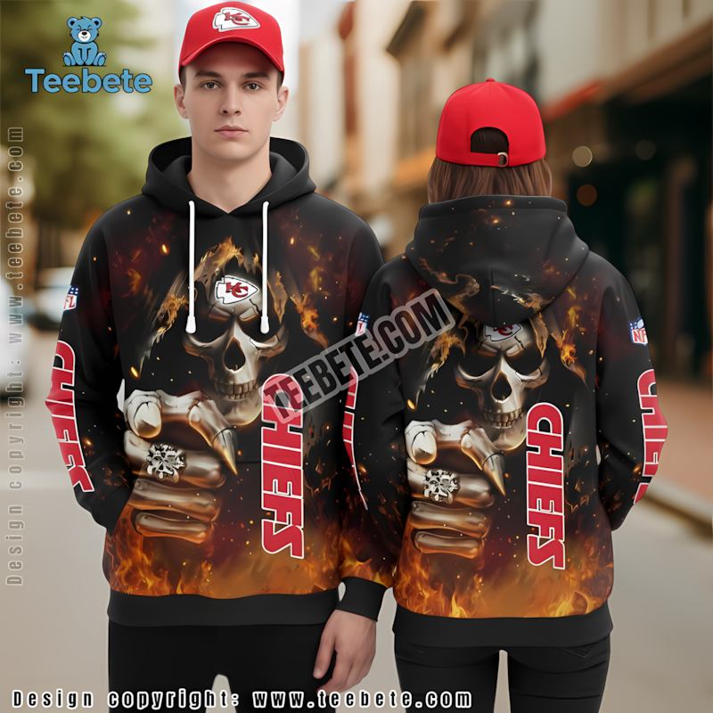 Kansas City Chiefs Skull Champion 3D Hoodie Black For Sale