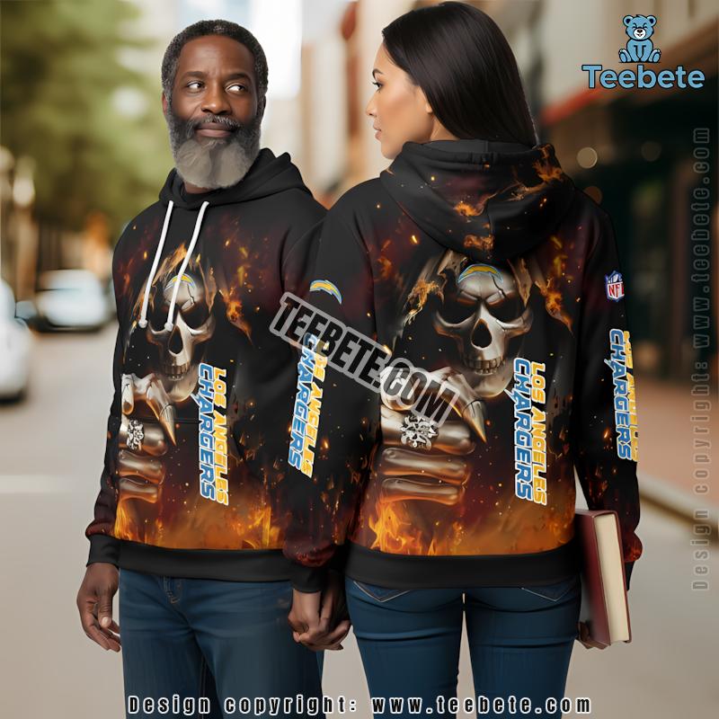 Los Angeles Chargers Skull Champion 3D Hoodie Black Graphic