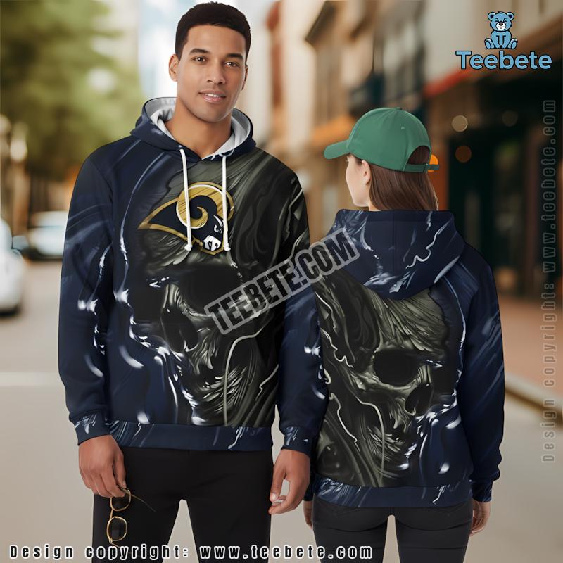 Skull Halloween Los Angeles Rams 3D Hoodie Design Black