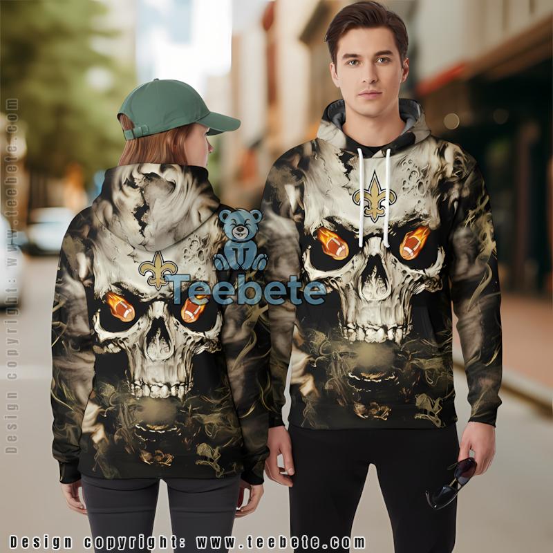 New Orleans Saints Skull 3D Hoodie Yellow Black Mens