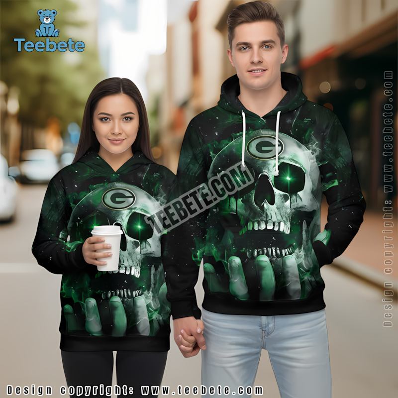 Green Bay Packers Skull Hand 3D Hoodie Green Black Dad Mom