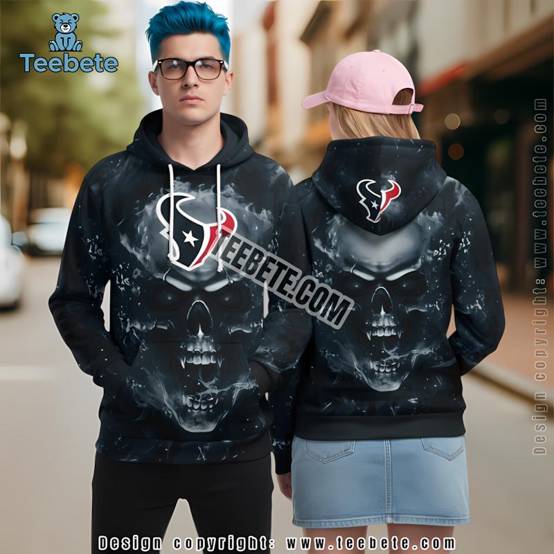Skull Houston Texans 3D Hoodie Pullover Blue