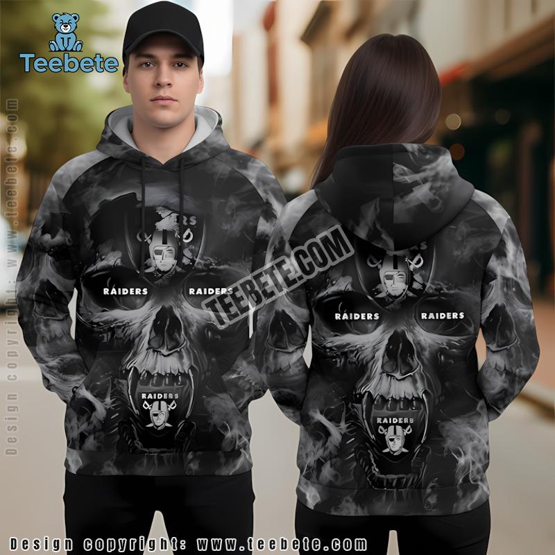 Las Vegas Raiders Skull Personalized 3D Hoodie White Black Mens
