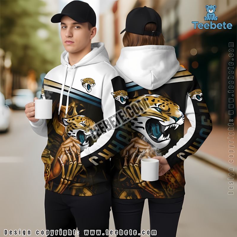 Jacksonville Jaguars Skull 3D Hoodie Grey Black Unisex Jacksonville Jaguars Skull 3D Hoodie Grey Black Unisex