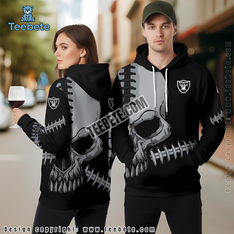 Las Vegas Raiders Skull 3D Hoodie Grey Black Boys