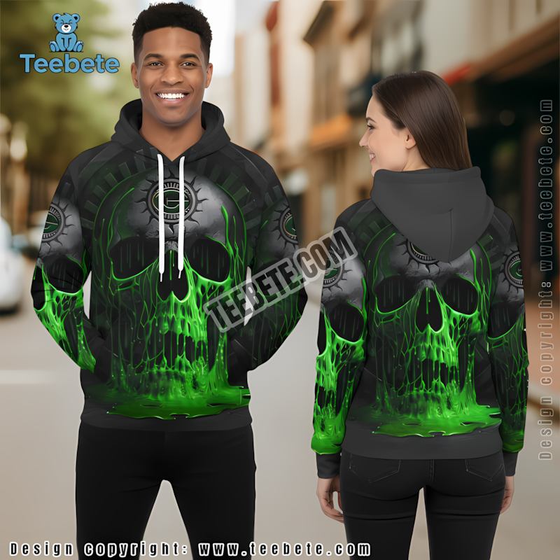 Green Bay Packers Skull Mucus 3D Hoodie Black Green Mens
