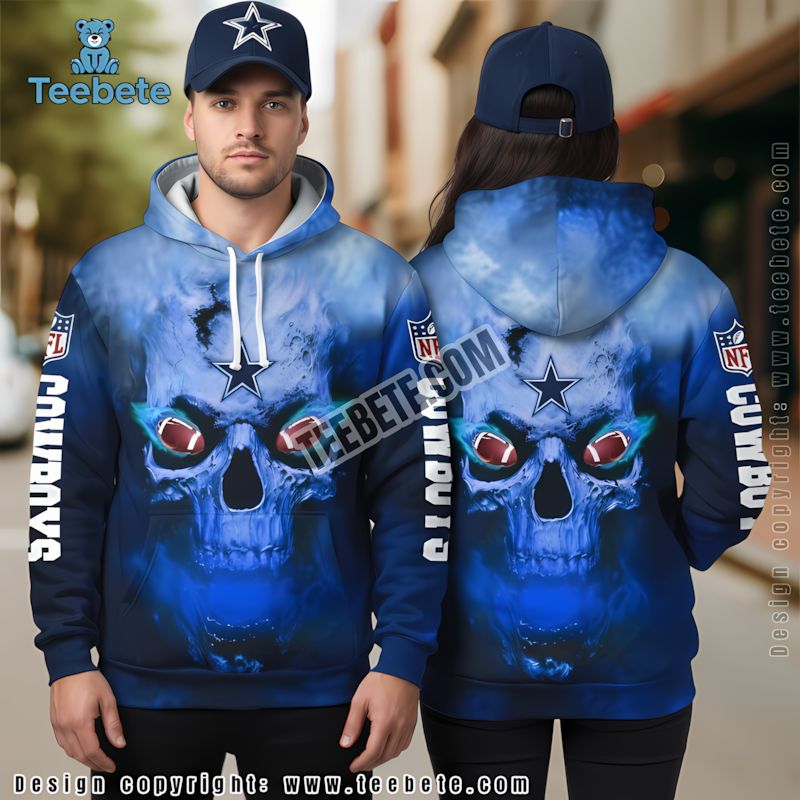 Dallas Cowboys Skull Play 3D Hoodie Girls Black