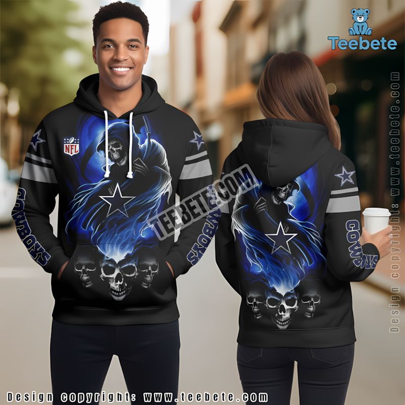 Dallas Cowboys Skull Play 3D Hoodie Girls Black