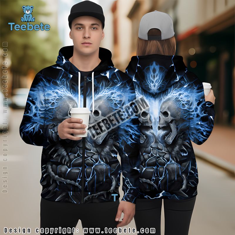 Indianapolis Colts Skull Wings 3D Hoodie Blue Black Mens Graphic