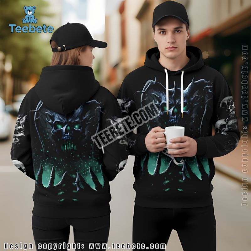 Jacksonville Jaguars Skull Uprising 3D Hoodie Black Pullover