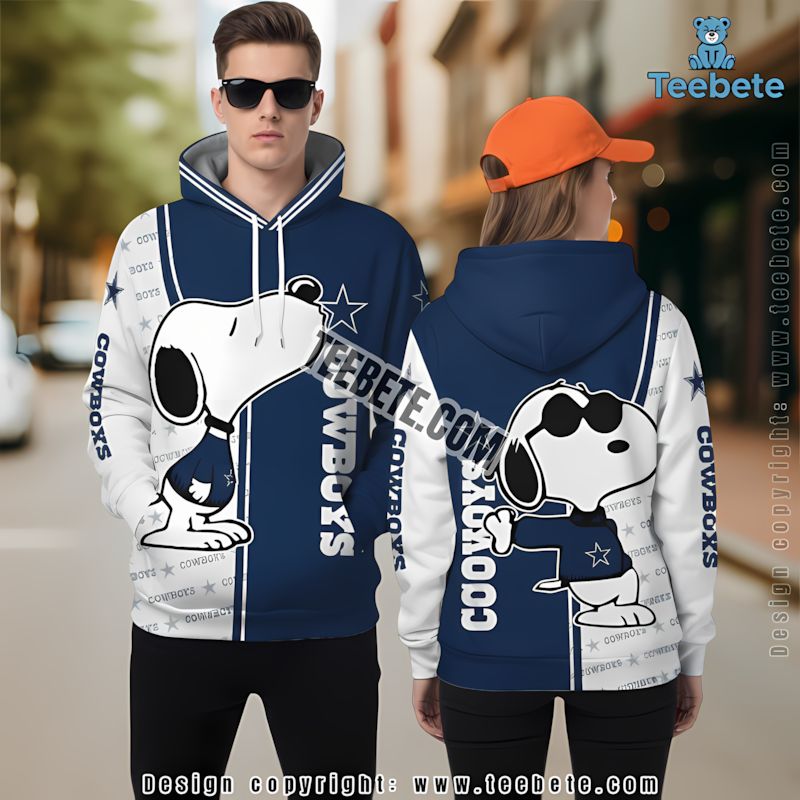 Dallas Cowboys Snoopy 3D Hoodie Unisex White Blue