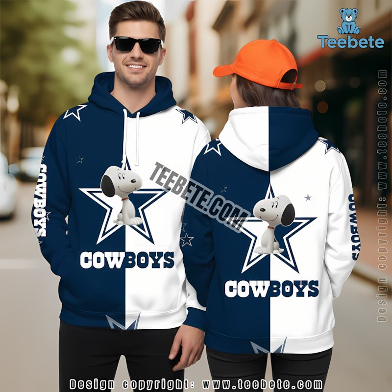 Dallas Cowboys Snoopy 3D Hoodie Unisex White Blue